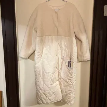 플리스 퀼팅 롱 코트