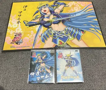 전국 오토메 마사무네 카드 2장 2단 접이식 미니 병풍