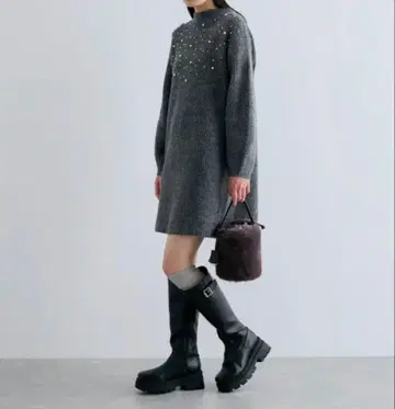 여성용 VIS 펄 비쥬 원피스풍 니트 프리 사이즈