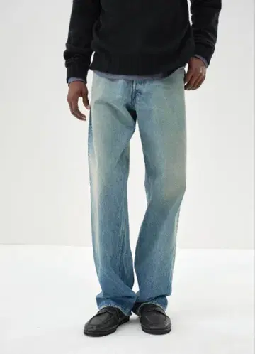 SELVEDGE FADED HEAVY DENIM WIDE PANTS