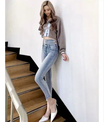 GYDA H/W 사이드 크로스 디자인 스키니 데님 팬츠