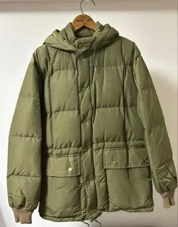 80s 블랙 택 EDDIE BAUER 카라코람 다운 자켓 카키 S