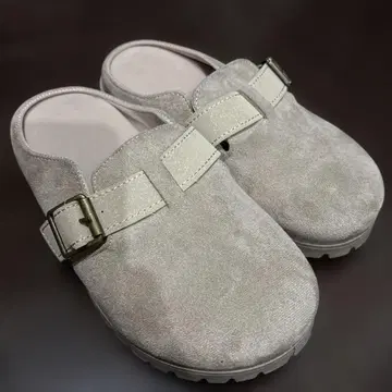 그레이 스웨이드 백 오픈 샌들