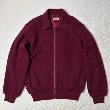 니트 집업 자켓 점퍼 버건디 크림슨 컬러