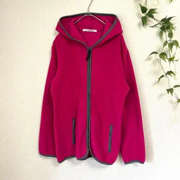 새상품급 플리스 자켓 [프리] 집업 후드 부착 핑크 방한복