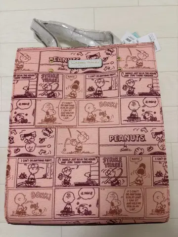 [ 미사용품 택 포함 ] 사만다 타바사 스누피 코믹 패턴 토트백 핑크
