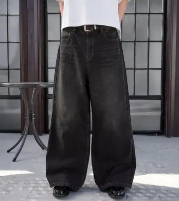 레겐 글란츠 와이드 데님 블랙