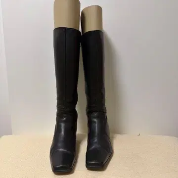 블랙 롱 부츠 사이드 지퍼 부착