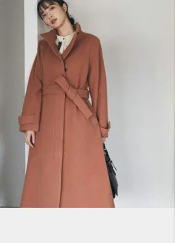 Andemiu 오렌지 울 혼방 롱 코트