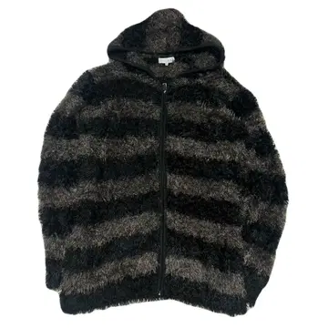 Y2K 샤기 모헤어 보더 후드티 그런지 펑크 락