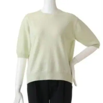 택 포함 새상품 ebure 캐시미어 94% 니트 라이트 그린 반팔 스웨터