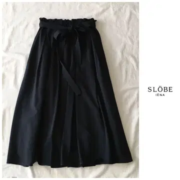 슬로브 이에나 [세탁 가능] 미모레 기장 개더 리본 드레이프감 롱 스커트