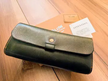 SLOW 다크 그린 가죽 장지갑