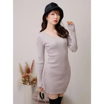 립 서비스 LIP service 백 스핀들 리브 원피스 그레이지