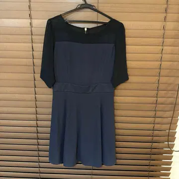 네이비 반팔 원피스 결혼식 드레스