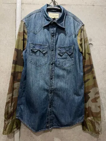 Denim & Supply 카모 무늬 데님 절개 자켓