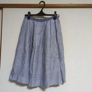 [ HUMAN WOMAN ] 스트라이프 플레어 스커트 코튼 혼방