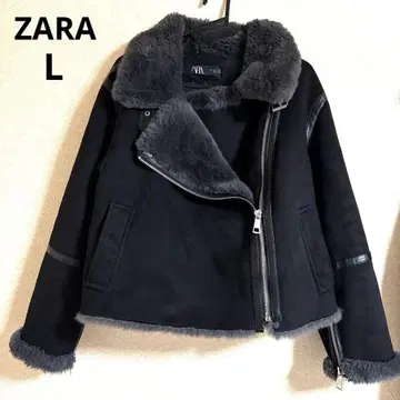 ZARA 무스탕 코트 블랙 L