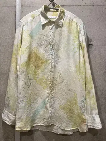 ETRO 페이즐리 무늬 린넨 긴팔 셔츠