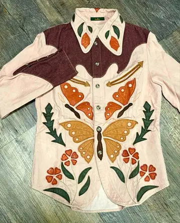 가죽 자수 네이처 패턴 컬러 G 웨스턴 셔츠