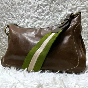 BALLY 가죽 숄더백 트레인 스포팅 천연 가죽 브라운