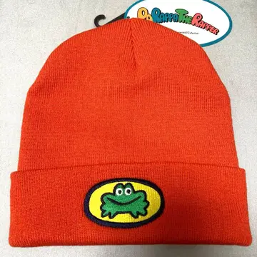 새상품 미사용 공식 파라파라 래퍼 니트 모자 비니 오렌지 개구리 자수
