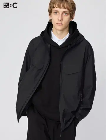 미사용 새상품 25AW 유니클로C 블록 테크 후드티 블랙 S 사이즈