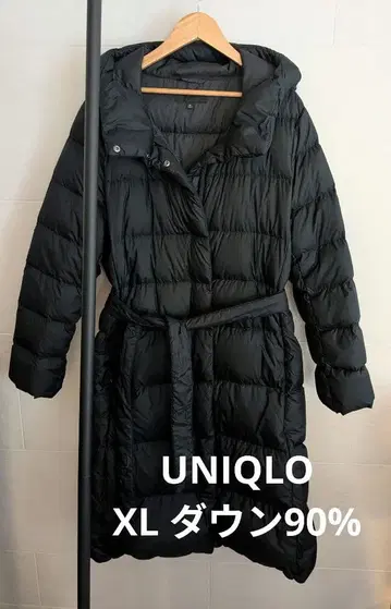 한 번 착용 새상품급 다운 90% 유니클로 다운 자켓 롱 XL GU 블랙