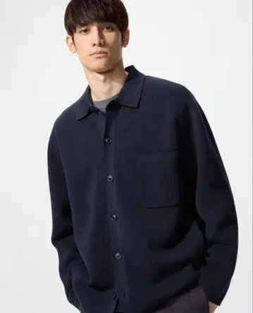 밀라노 리브 셔츠 가디건 S 네이비 미사용 새상품