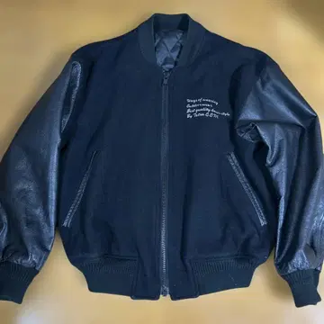 TETSU COMME CA DU MODE 가죽 바시티 자켓 블랙 90s