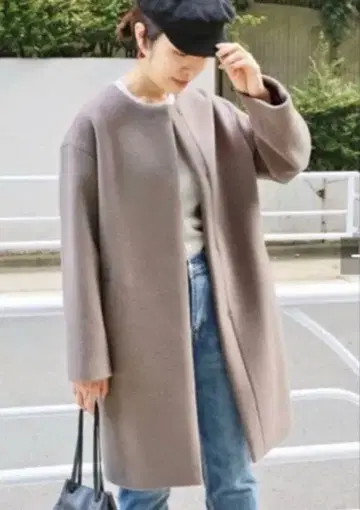 IENA 램스울 노카라 코트 34