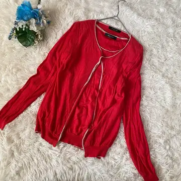 MICHEL KLEIN 레드 가디건 앙상블 38 루즈핏