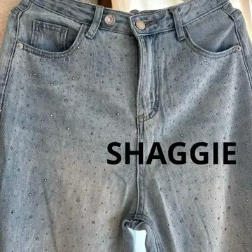 SHAGGIE 오로라 큐빅 장식 데님 팬츠 M