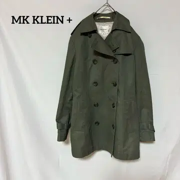 MK KLEIN + 더블 브레스트 트렌치코트 L 카키 벨트 없음