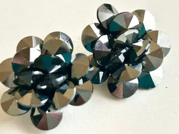 골동품 당시 미사용 컷 플라워 반짝반짝 아름다운 vintage 귀찌