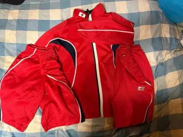 빨간색 저지 세트 지퍼 포함