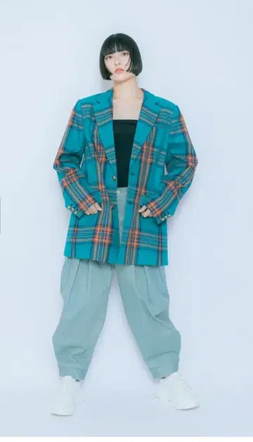 [ 새상품 ] &엘르 체크 로고 자켓