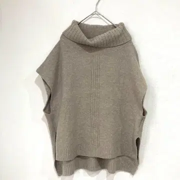 ANELA LUX 터틀넥 니트 베스트 베이지 사이드 슬릿 (11)