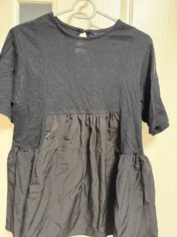 블랙 프릴 7부 소매 원피스