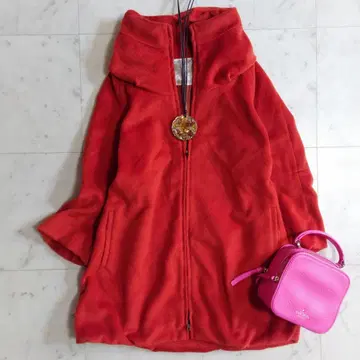 새상품급 비어즐리 집업 플리스 블루종 숏코트 레드 계열