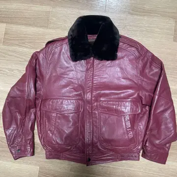 버건디 가죽 자켓 퍼 포함