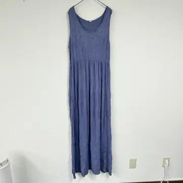 BLUSH [ L ] 퍼플 롱 원피스 슬리브리스 플레어 고급 엘레강트