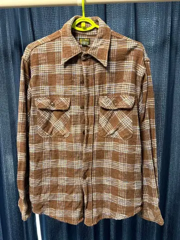 Sugar Cane 브라운 체크 플란넬 셔츠 M