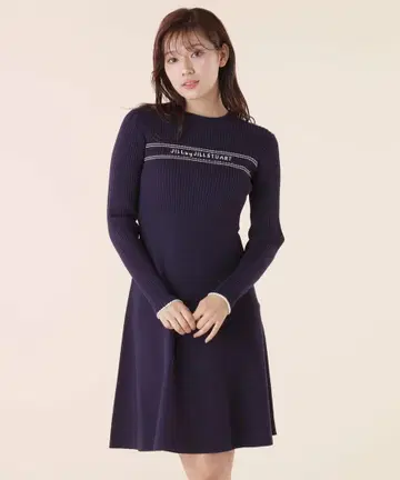 JILL BY JILLSTUART 파이핑 로고 니트 원피스