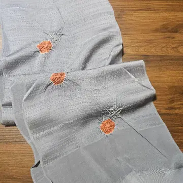 그레이에 주홍색 고리 무늬 띠보자기 미사용