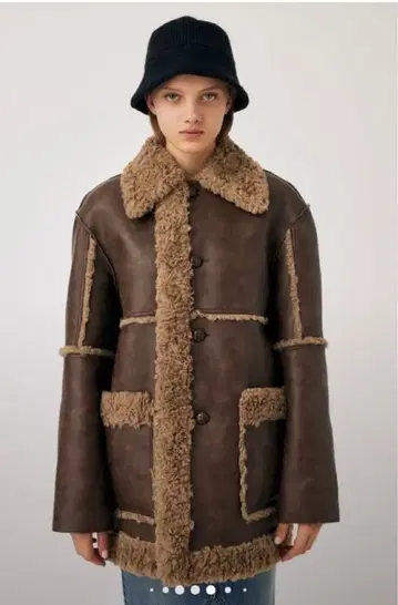 moussy F/LEATHER BONDING 자켓 아우터 브라운