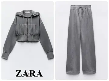 ZARA 그레이 크롭 후드티 스웨트 팬츠 셋업 완판템