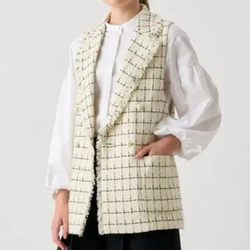 ANAYI 트위드 프린지 베스트 트위드 베스트 지레 36 펄