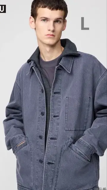 유니클로 U 2025 AW 오버 사이즈 컬러 데님 자켓 새상품!