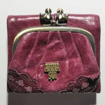 ANNA SUI 가죽 코인 케이스 와인 레드